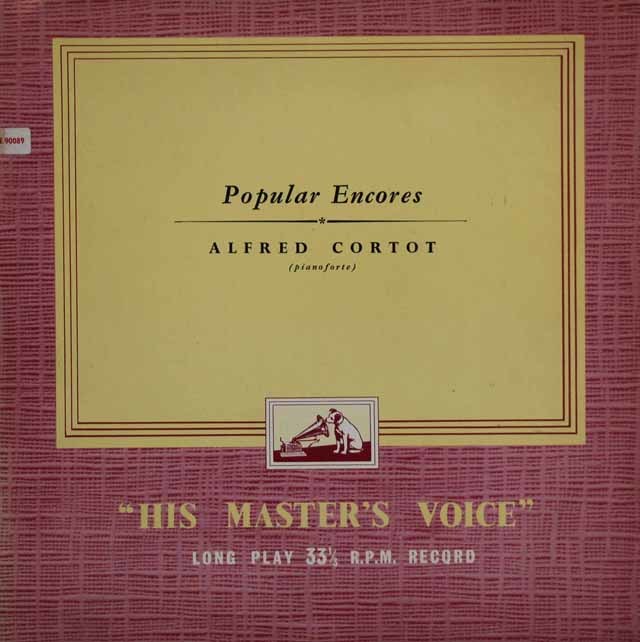 【オリジナル盤】コルトーの「ポピュラー・アンコール」　ブラームス/子守歌他  　英EMI　3043　LP レコード