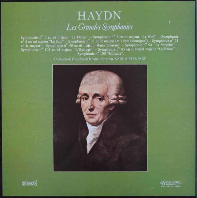 リステンパルトのハイドン/交響曲集　仏Musidisc　3425　LP レコード