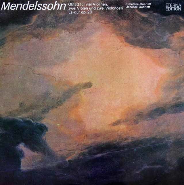 スメタナ四重奏団&ヤナーチェク四重奏団のメンデルスゾーン/弦楽八重奏曲　独ETERNA　3101　LP レコード