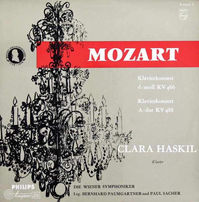 ハスキル、パウムガルトナーらのモーツァルト/ピアノ協奏曲第20、23番　独PHILIPS　3737　LP レコード
