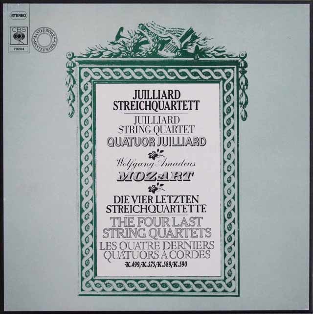 ジュリアード四重奏団のモーツァルト/弦楽四重奏曲第20番～23番　独CBS　3737　LP レコード