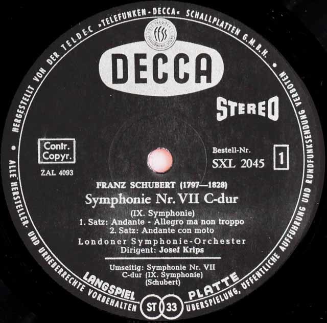 LP レコード クリップスのシューベルト/交響曲第9番「グレート」 独