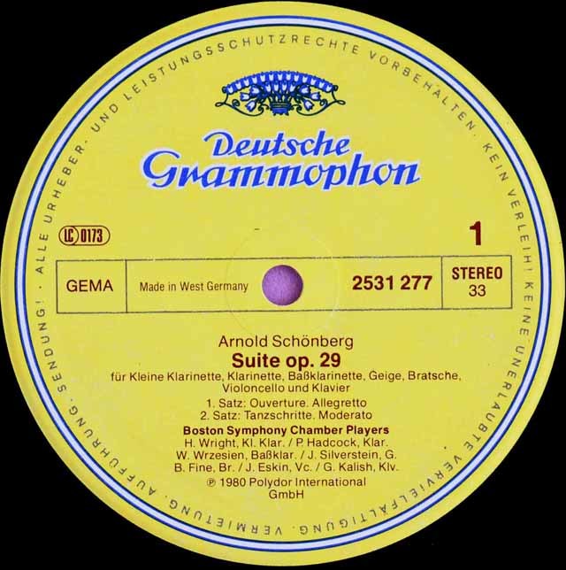 LP レコード ボストン交響楽団室内アンサンブルのシェーンベルク/組曲