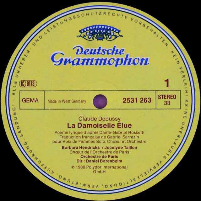 ダニエル・バレンボイム ドビュッシー:選ばれたおとめ/フランソワ