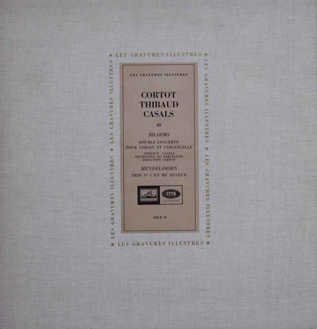 コルトー、ティボー&カザルスのブラームス/ヴァイオリンとチェロのための二重協奏曲ほか　仏EMI（VSM）　3114　LP レコード