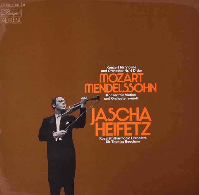 ハイフェッツ、ビーチャムのモーツァルト、メンデルスゾーン/ヴァイオリン協奏曲　独Dacapo　3740　LP レコード
