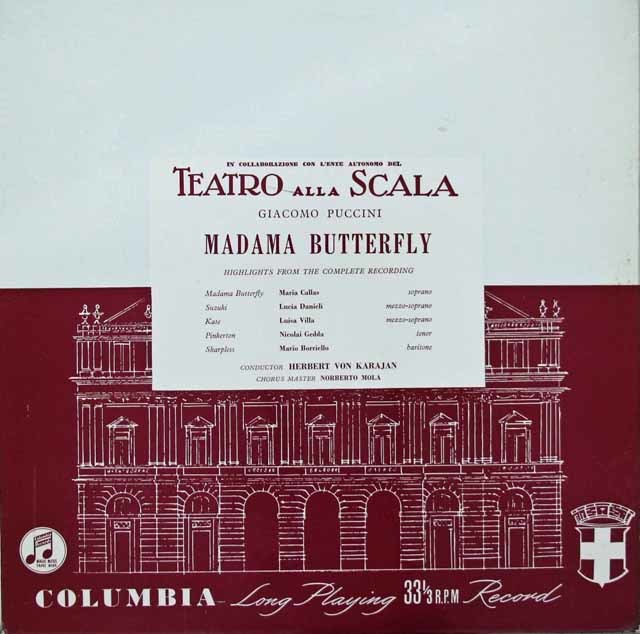 カラヤンのプッチーニ/「蝶々夫人」（抜粋）　英Columbia　3116　LP レコード
