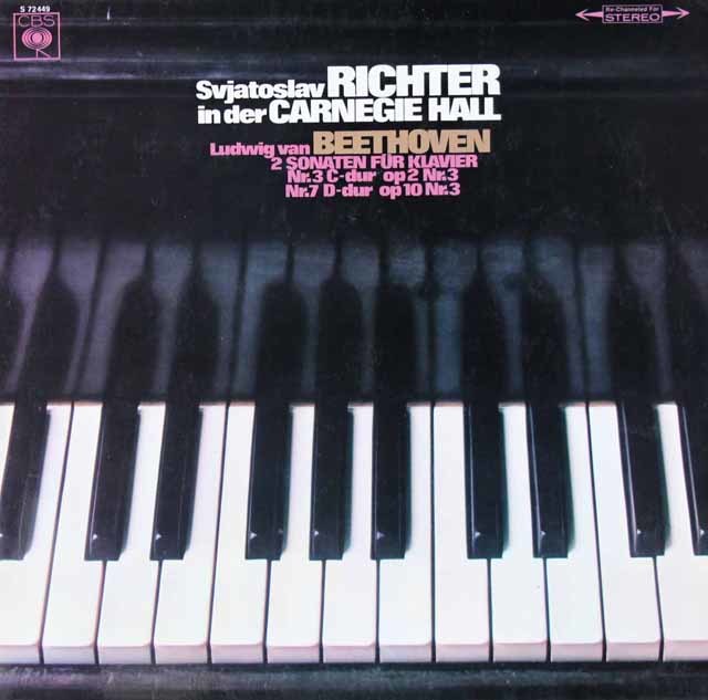 リヒテルのカーネギーホール・ライヴ　ベートーヴェン/ピアノソナタ第3、7番　独CBS　3742　LP レコード