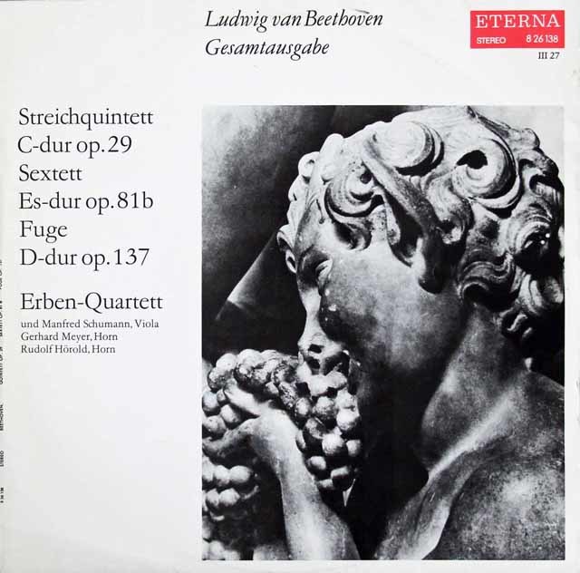 エルベン四重奏団ほかのベートーヴェン/弦楽五重奏曲ほか　独ETERNA　3437　LP レコード