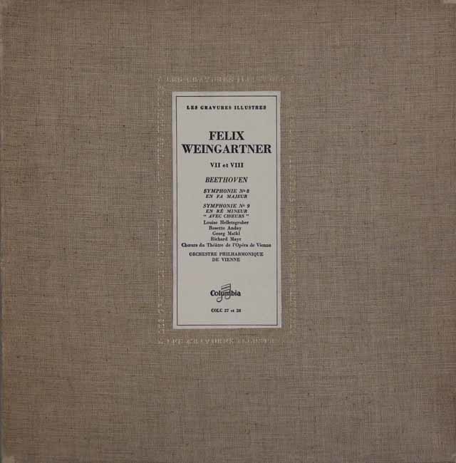 ワインガルトナーのベートーヴェン/交響曲第8、9番　仏Columbia　3437　LP レコード