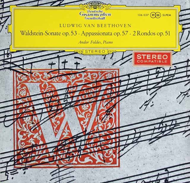 【独最初期盤】 フォルデスのベートーヴェン/ピアノソナタ「ワルトシュタイン」,「熱情」ほか　独DGG　3122　LP レコード