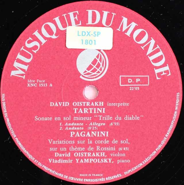 LP レコード オイストラフのタルティーニ/「悪魔のトリル」ほか 仏Le