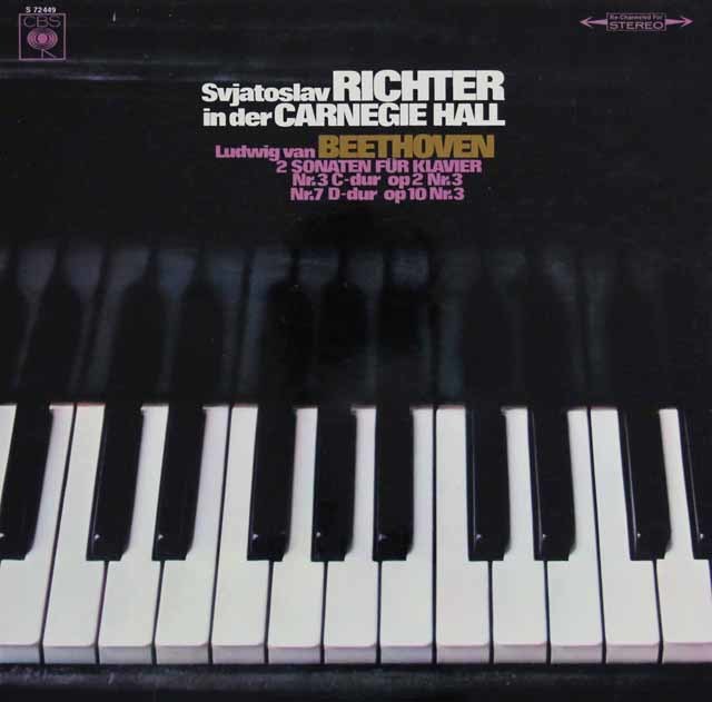 リヒテルのカーネギーホール・ライヴ(1)　ベートーヴェン/ピアノソナタ第3、7番　独CBS　3744　LP レコード
