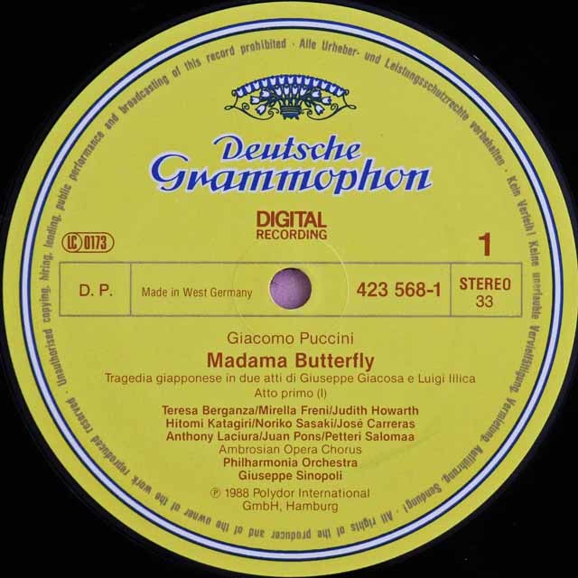 LP レコード シノーポリのプッチーニ/蝶々夫人 独DGG 3128