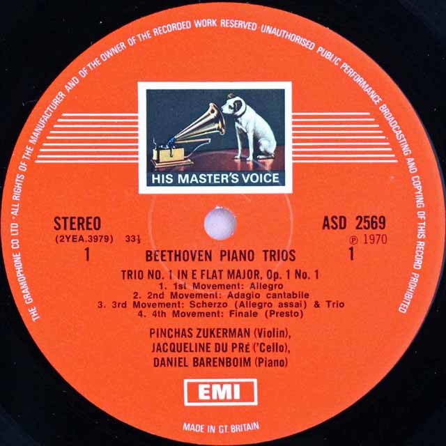 英HMV SLS　ベートーヴェン ピアノトリオ全集　デュ・プレ　バレンボイム LP レコード デュ・プレ、ズッカーマン、バレンボイムのベートーヴェン