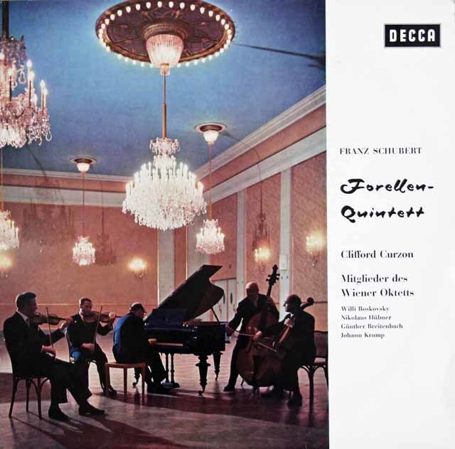 カーゾン、ウィーンオクテットらのシューベルト/ピアノ五重奏曲「鱒」　独DECCA　3745　LP レコード