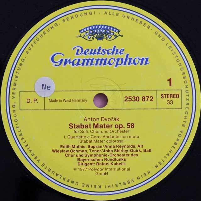 LP レコード クーベリックのドヴォルザーク/スターバト・マーテル 独