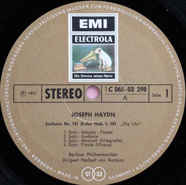 LP レコード カラヤンのハイドン/交響曲第83番「めんどり」、第101番