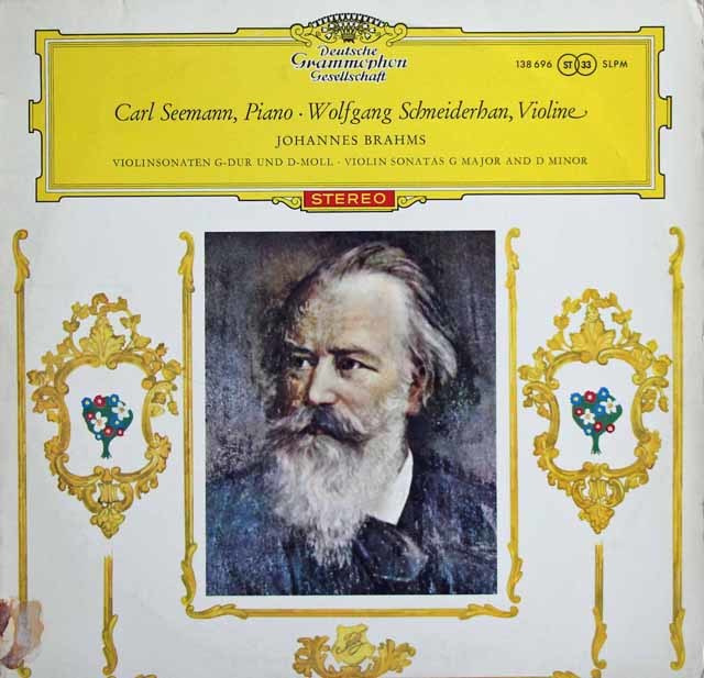 【赤ステレオ/独最初期盤】　シュナイダーハン、ゼーマンのブラームス/ヴァイオリンソナタ第1、3番　独DGG　3501　LP レコード