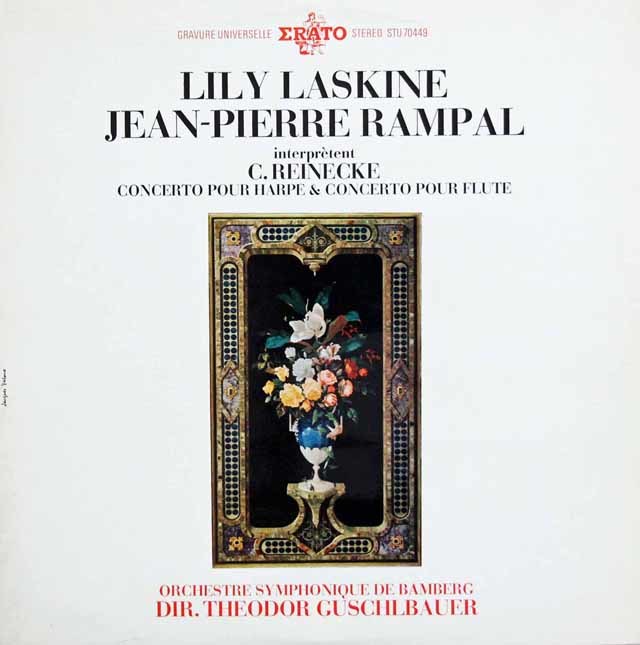 ランパル、ラスキーヌのライネッケ/フルート協奏曲、ハープ協奏曲　仏ERATO　3503　LP レコード