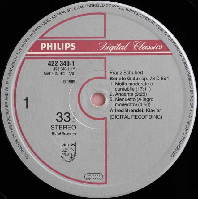 LP レコード ブレンデルのシューベルト/ピアノソナタ第15&18番