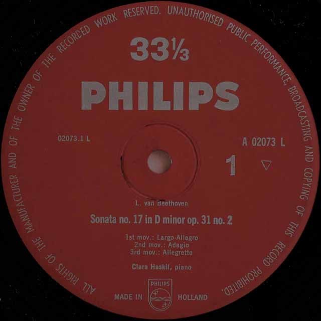 LP レコード ハスキルのベートーヴェン/ピアノソナタ第17番 