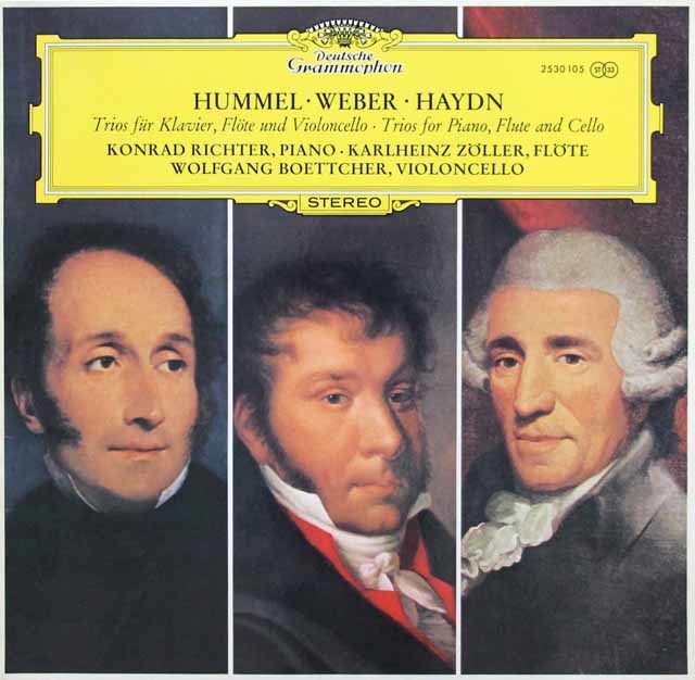 コンラート・リヒター、ツェラー、ベッチャーのフンメル、ウェーバー、ハイドン/三重奏曲集　独DGG　3710　LP レコード
