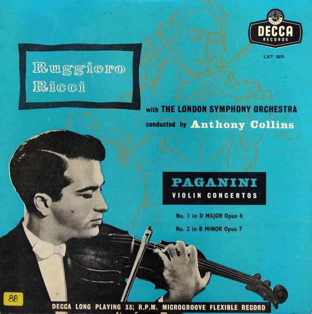 リッチ、コリンズのパガニーニ/ヴァイオリン協奏曲第1、2番　英DECCA　3710　LP レコード