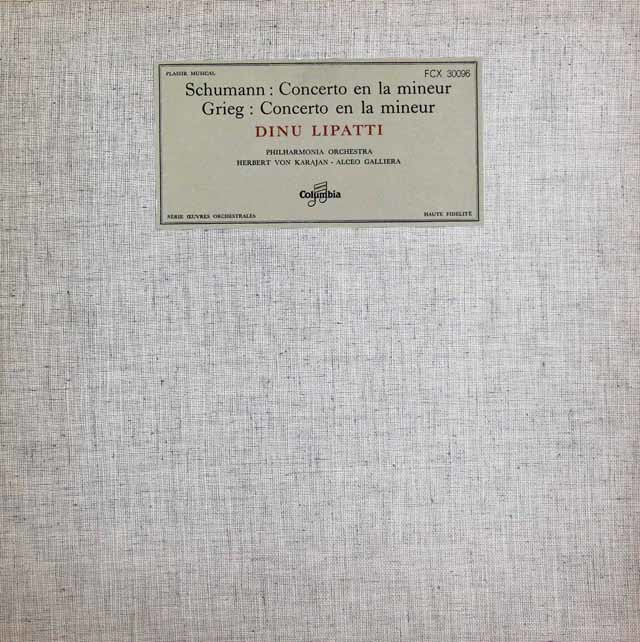 リパッティ&カラヤンほかのシューマン&グリーグ/ピアノ協奏曲　仏Columbia　3146　LP レコード