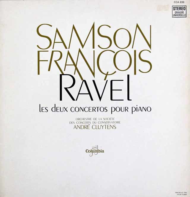 フランソワのラヴェル/ピアノ協奏曲集  仏Columbia    3202　LP レコード