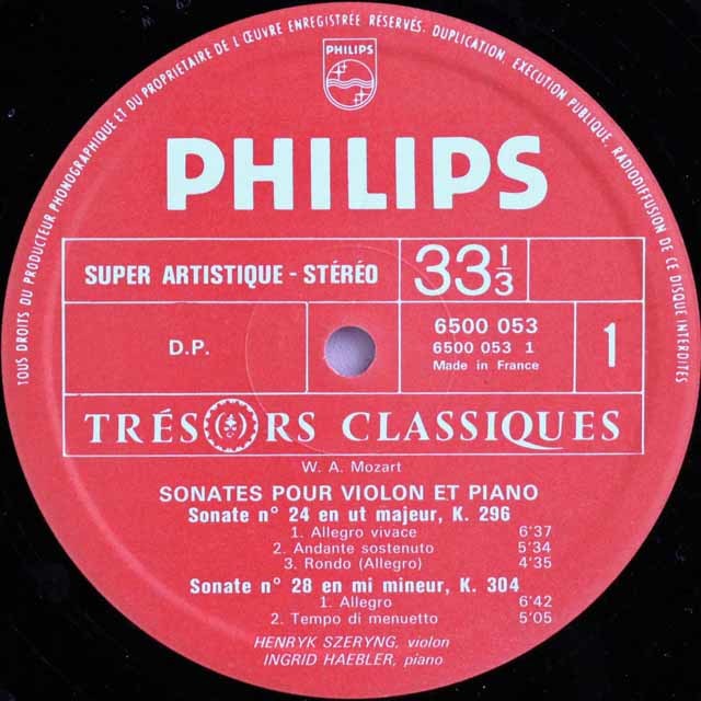 LP レコード へブラー&シェリングのモーツァルト/ヴァイオリンソナタ第