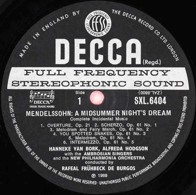 LP レコード ブルゴスのメンデルスゾーン/「真夏の夜の夢」全曲