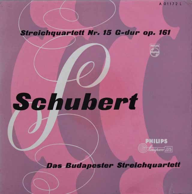 ブダペスト弦楽四重奏団のシューベルト/弦楽四重奏曲第15番　独PHILIPS　3207　LP レコード