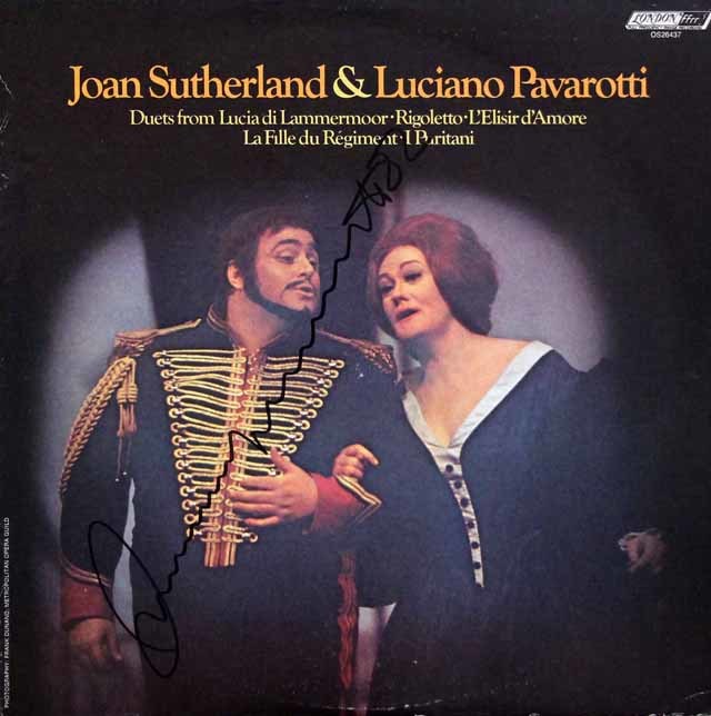 【直筆サイン入り】　サザーランド&パヴァロッティのオペラ・デュエット集　米LONDON　3208　LP レコード