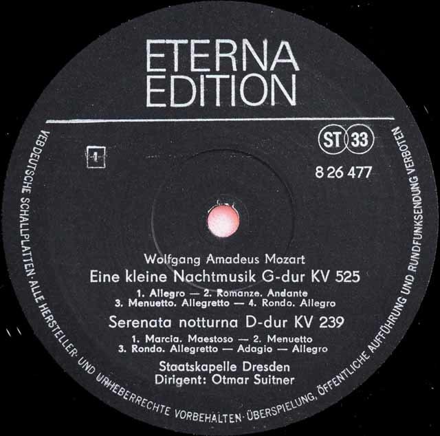 スウィトナーのモーツァルト/アイネ・クライネ・ナハトムジークほか 独ETERNA 3596 LP レコード