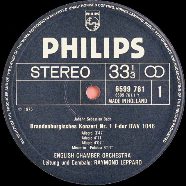 レッパードのバッハ/「ブランデンブルク協奏曲」全曲 蘭PHILIPS 3595 LP レコード