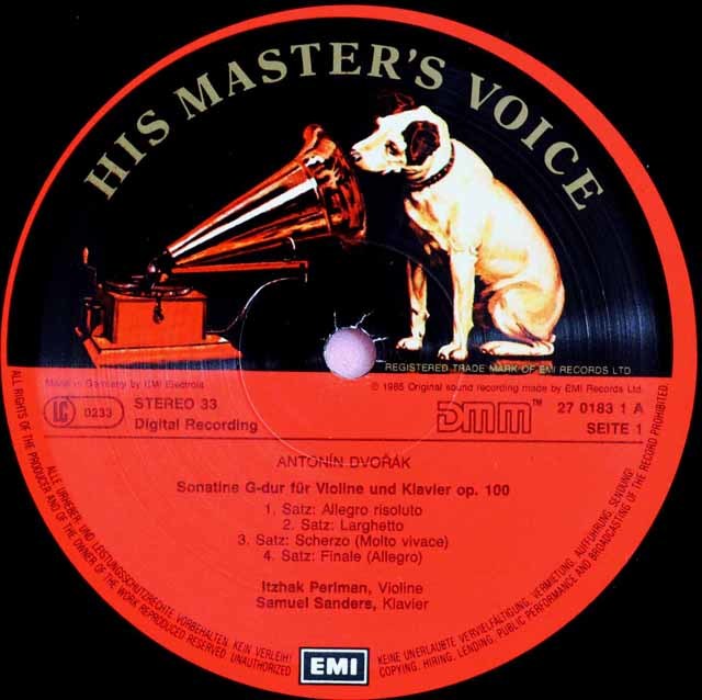 パールマンのドヴォルザーク/ヴァイオリンソナタほか 独EMI 3595 LP レコード