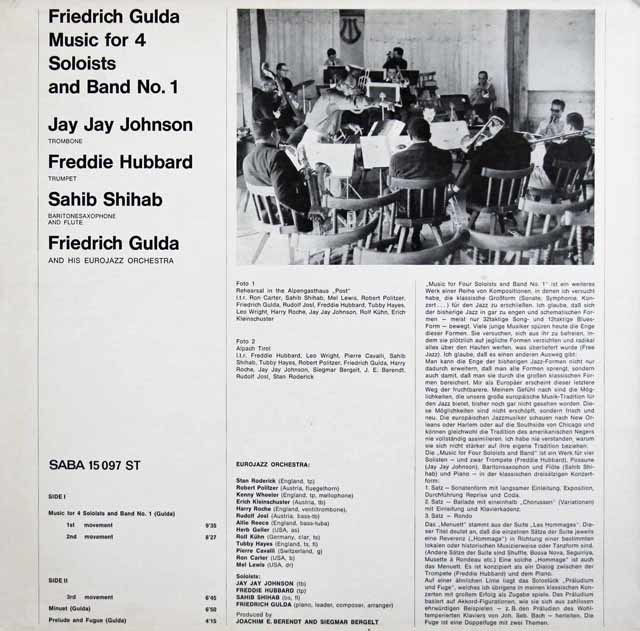 グルダの自作自演/4人のソリストとバンドのための音楽No.1 独SABA 3594 LP レコード