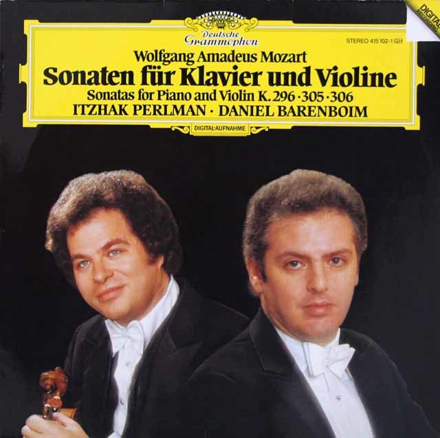 パールマン、バレンボイムのモーツァルト/ヴァイオリン・ソナタ第17、22、29番　独DGG　3729　LP レコード
