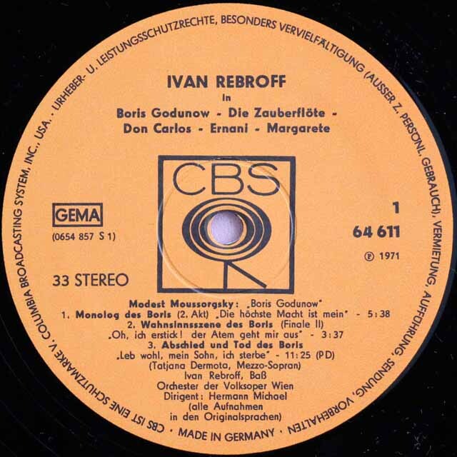 イヴァン・レブロフのオペラアリア集 独CBS 3226 LP レコード