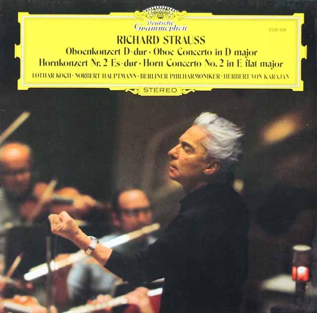 コッホ、カラヤンのR.シュトラウス/オーボエ協奏曲ほか　独DGG　3706　LP レコード