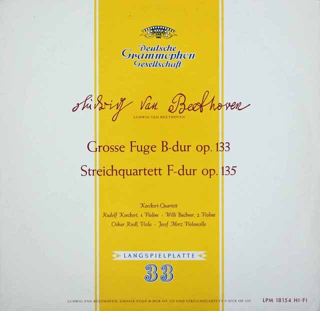 ケッケルト四重奏団のベートーヴェン/大フーガ、弦楽四重奏曲第16番　独DGG　3706　LP レコード