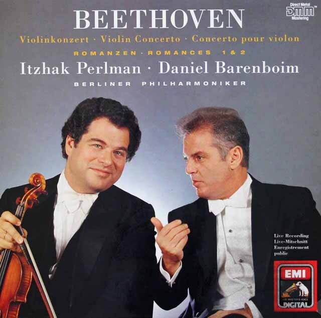 パールマン、バレンボイムのベートーヴェン/ヴァイオリン協奏曲ほか　独EMI　3707　LP レコード