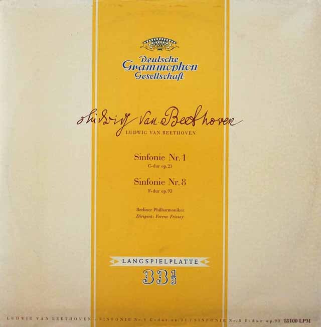 フリッチャイのベートーヴェン/交響曲第1、8番　独DGG　3708　LP レコード