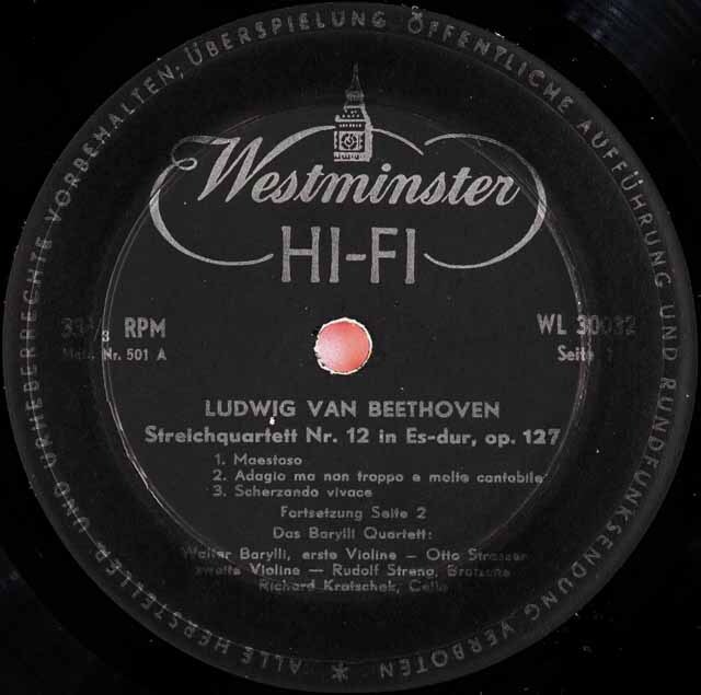 LP レコード バリリ四重奏団のベートーヴェン/弦楽四重奏曲第11
