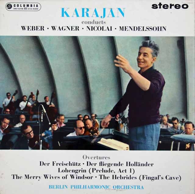 【オリジナル盤】　カラヤンのウェーバー/「魔弾の射手」ほか序曲集　英Columbia　3232　LP レコード