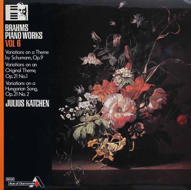 カッチェンのブラームス/ピアノ作品集　第6巻　シューマンの主題による変奏曲ほか　英DECCA(Ace of Diamonds) 　3806　LP レコード