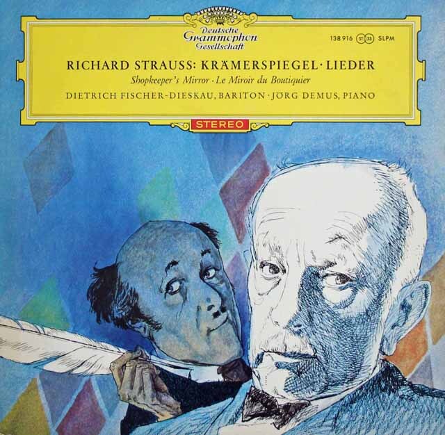 【赤ステレオ、独最初期盤】　フィッシャー=ディースカウのR.シュトラウス/歌曲集「商人の鑑」ほか　独DGG　3806　LP レコード
