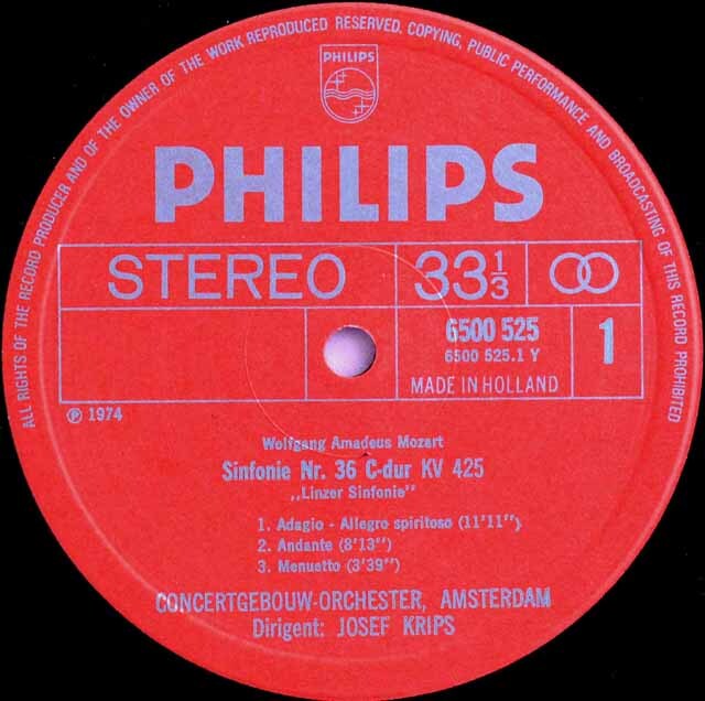 LP レコード クリップスのモーツァルト/交響曲第36番「リンツ」&21番