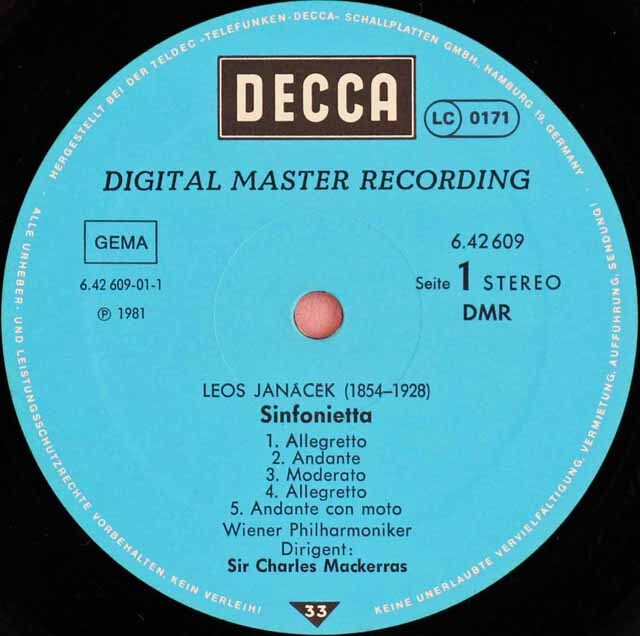 LP レコード マッケラスのヤナーチェク/「シンフォニエッタ
